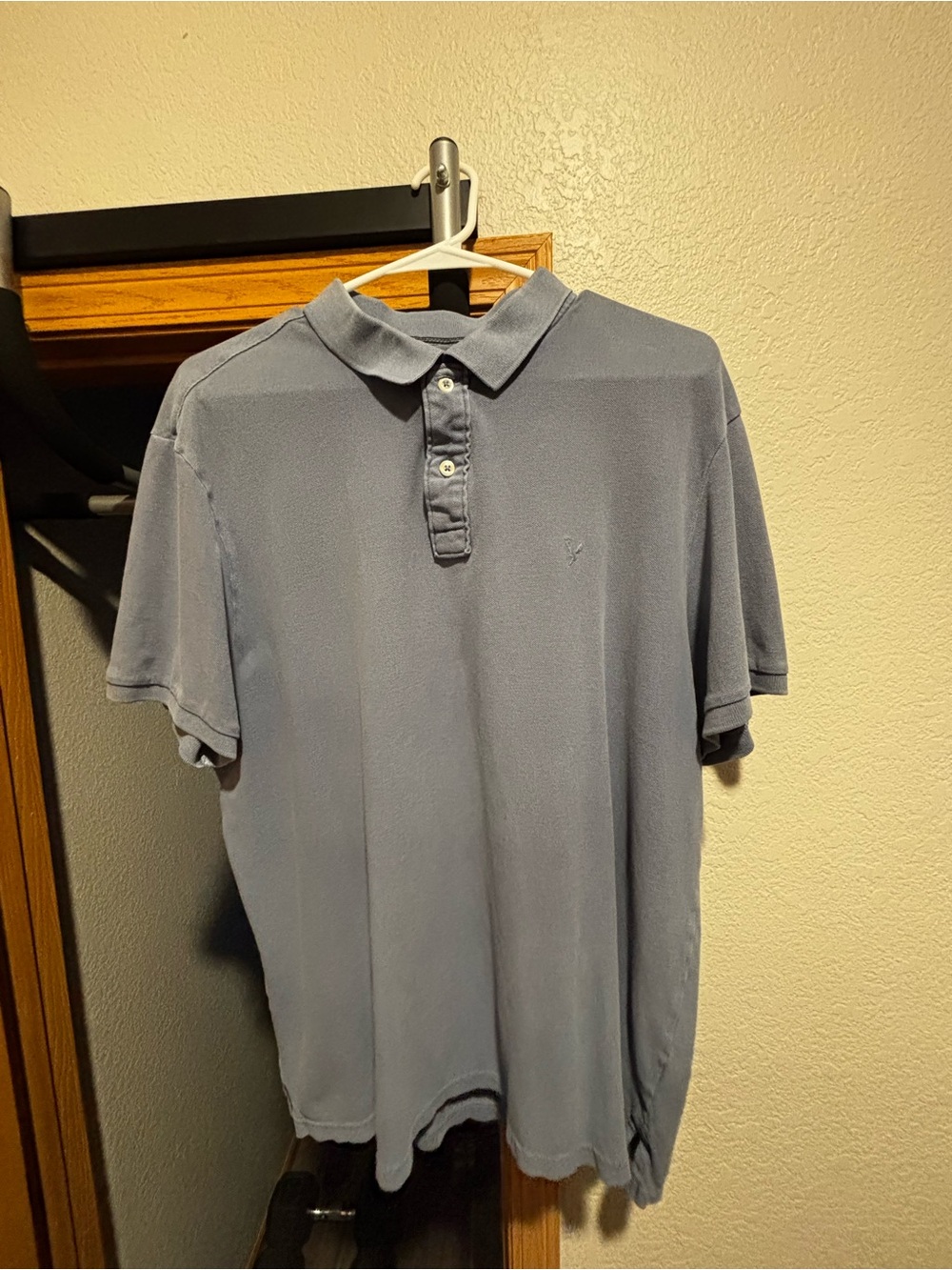 American Eagle Outfitters Men's Dusty Blue Polo Shirt